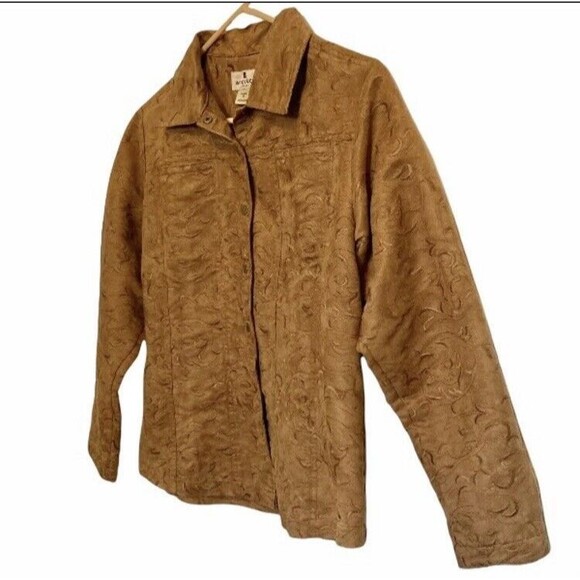 WOOLRICH Shacket Shirt Embroidered Faux suede Jacket Medium - Picture 3 of 14